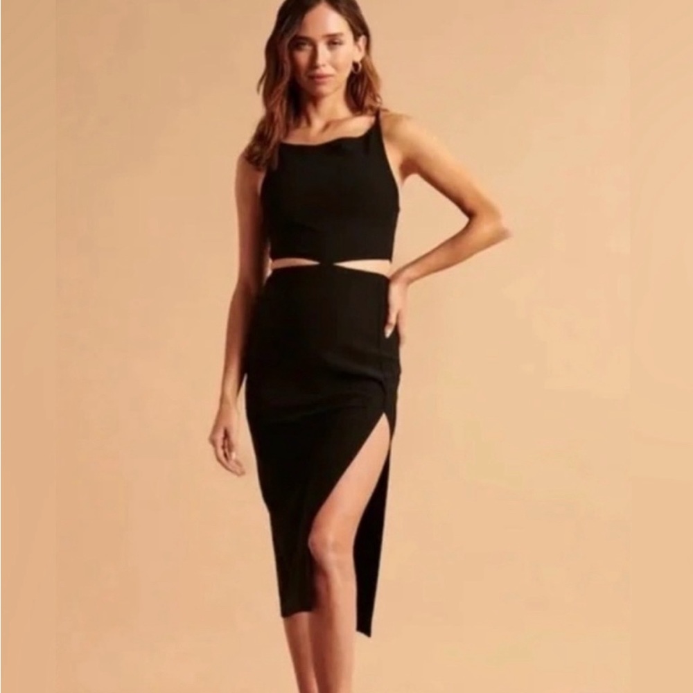 Abercrombie & Fitch Side Cutout Midi Black Dress size SP